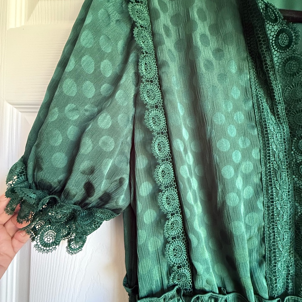 Max Studio Green Tiered Midi Dress - Elegant Textured Fabric - Picture 6 of 7